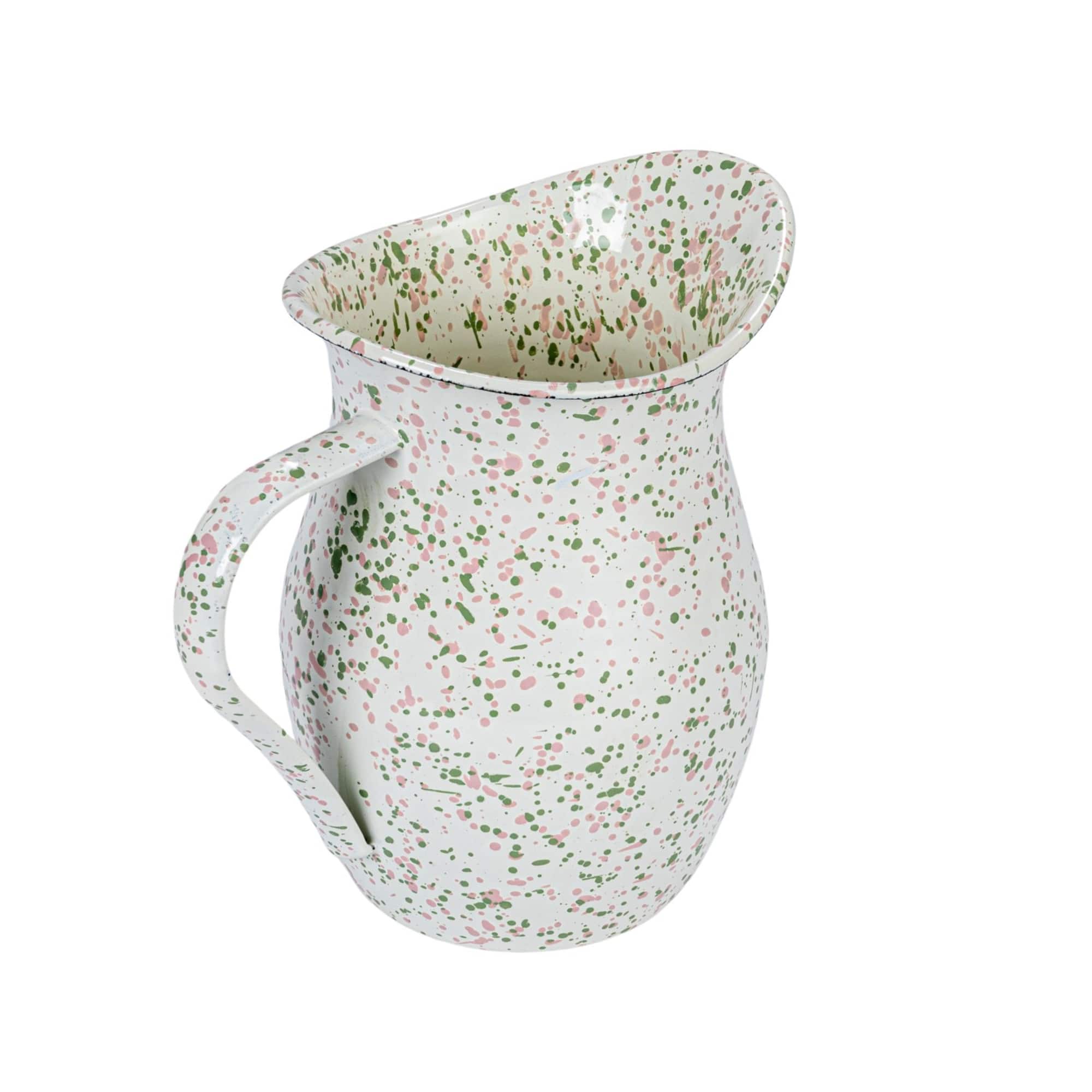 Hello Honey® 6.5" Mint & Pink Splatterware Enameled Metal Pitcher